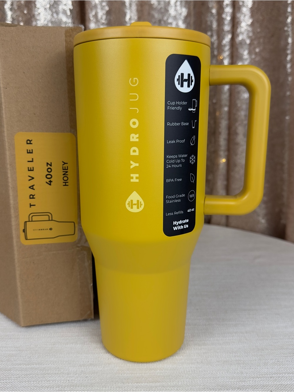 HTF HydroJug Traveler 40oz HONEY Yellow Tumbler NIB